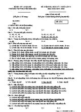 Đề kiểm tra học kỳ I môn Công nghệ Lớp 11 - Đề gốc - Năm học 2019-2020 - Trường THPT Nguyễn Sinh Sắc (Có đáp án)